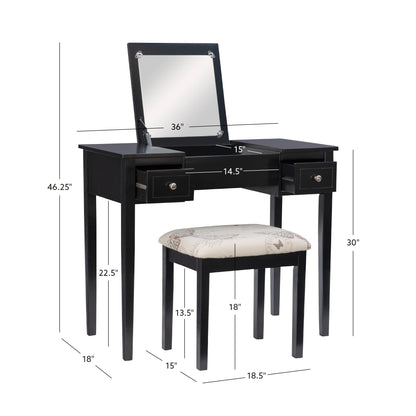 Linon Vanity Set, Black