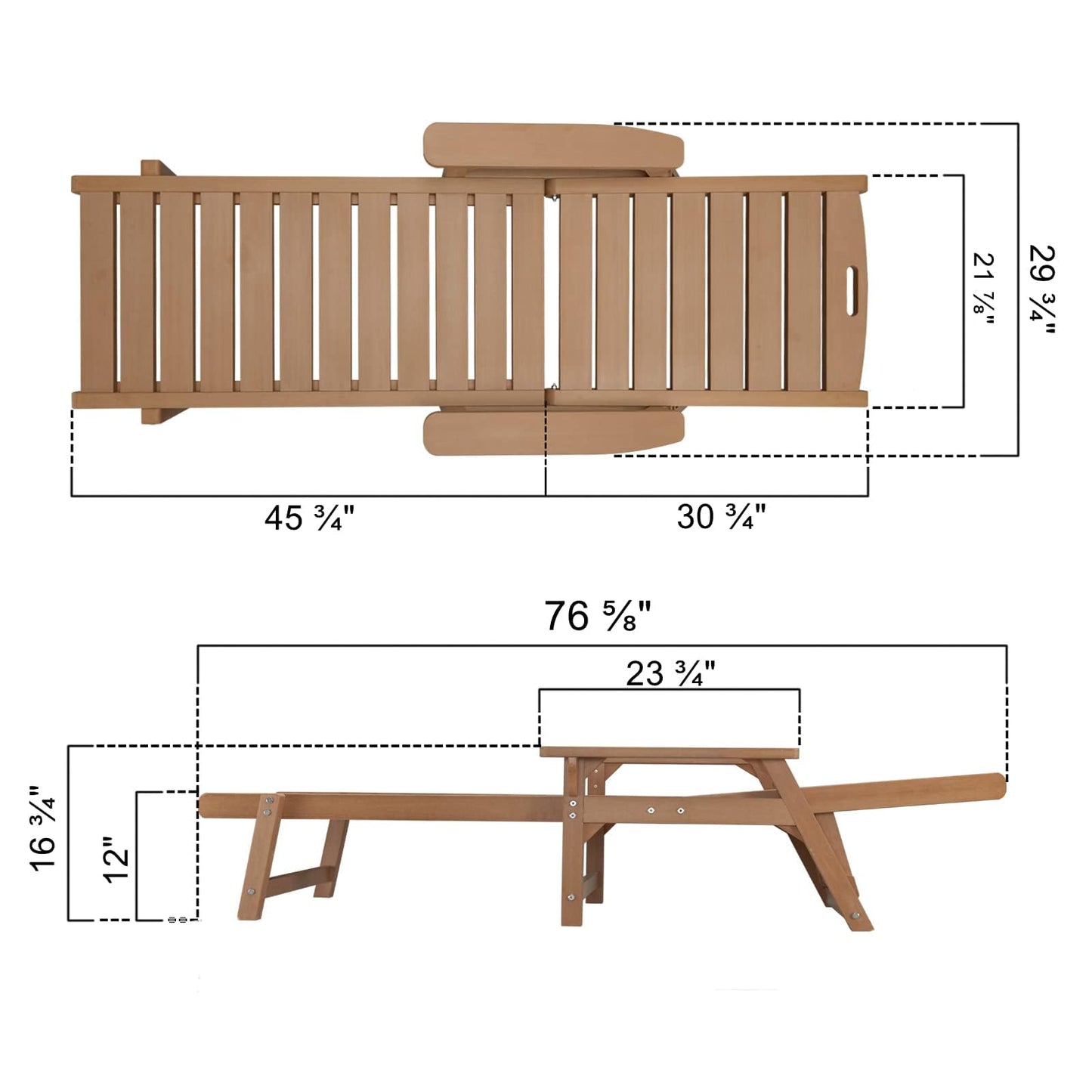 Psilvam Chaise Lounges Set of 2, Lounge Chairs with Adjustable Backrest, Supports Up to 350 lbs, All Weather Recliner Poly Lumber Lounges Bed for Poolside, Patio, Porch(Light Brown)