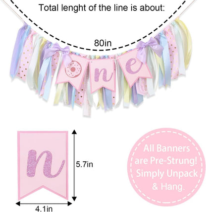 Agkvw 1st Donut High Chair Banner for Birthday - Sweet One Cake Smash Decorations, Grow Up Theme