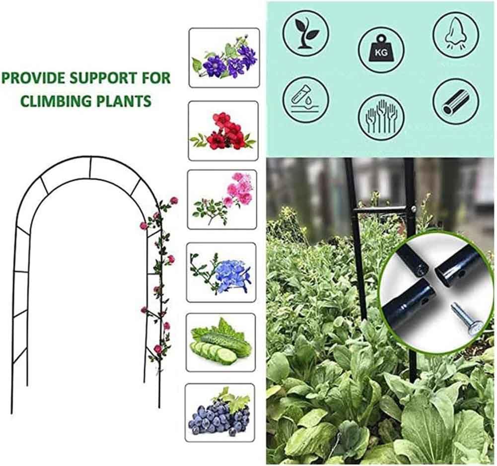 Metal Wedding Arch with Base for Outdoor & Indoor Use Weatherproof Trellis for Climbing Plants Easy Assembly and Reconfigurable Design Green 2.4M x 2.2M (White W3M*H2.2M)
