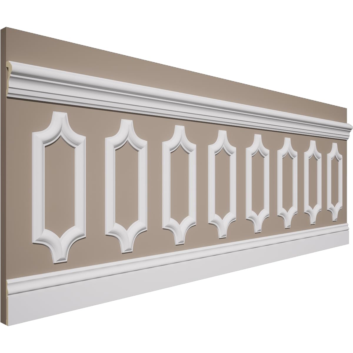 WPKUSC041P032 94 1/2"L (Adjustable 32"H to 36"H) Ashford Scalloped Panel Traditional Wainscot Paneling Kit