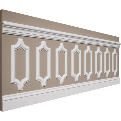 WPKUSC041P032 94 1/2"L (Adjustable 32"H to 36"H) Ashford Scalloped Panel Traditional Wainscot Paneling Kit