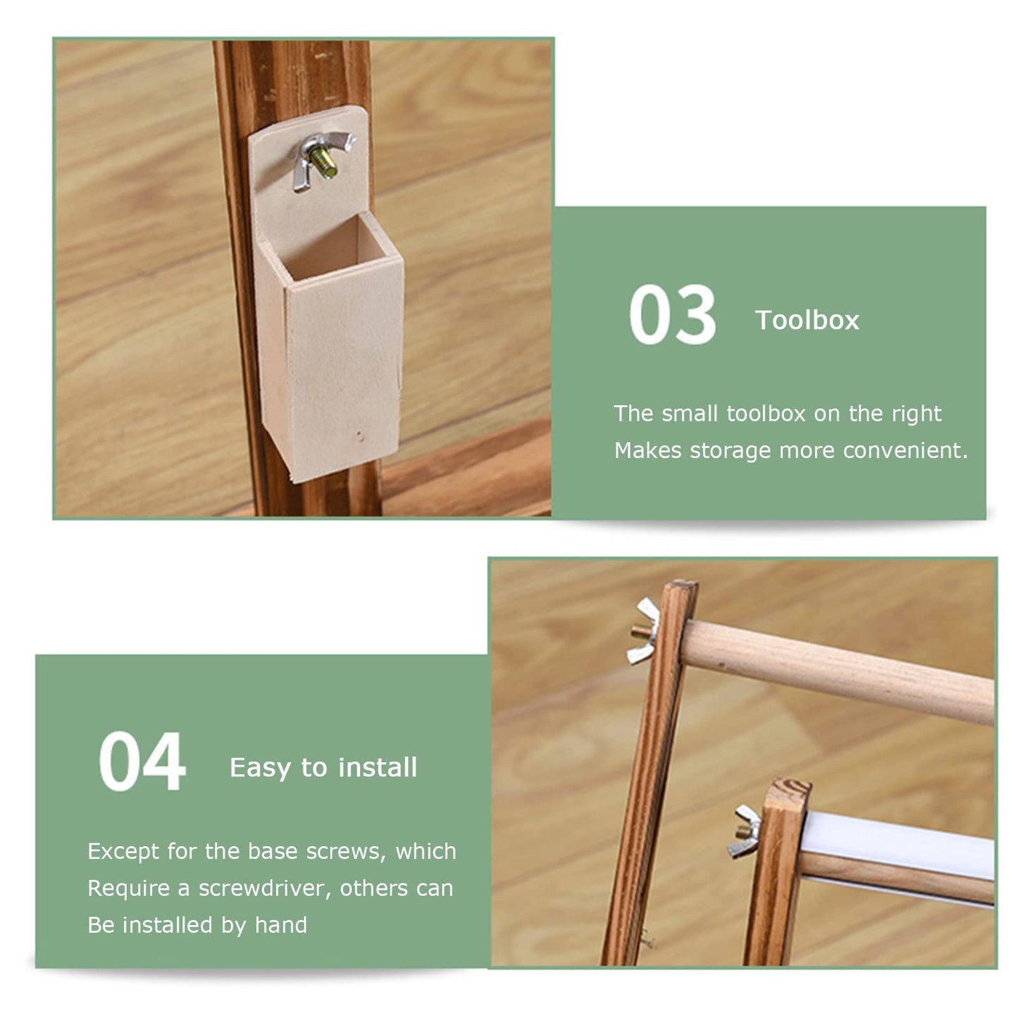 ELUKHT Cross-Stitch Frame Embroidery Frame, Vertical Solid Wood Adjustable Embroidery Frame, Cross-Stitch Frame, Widened Base, Right Tool Box, Convenient Storage (Baked Color)