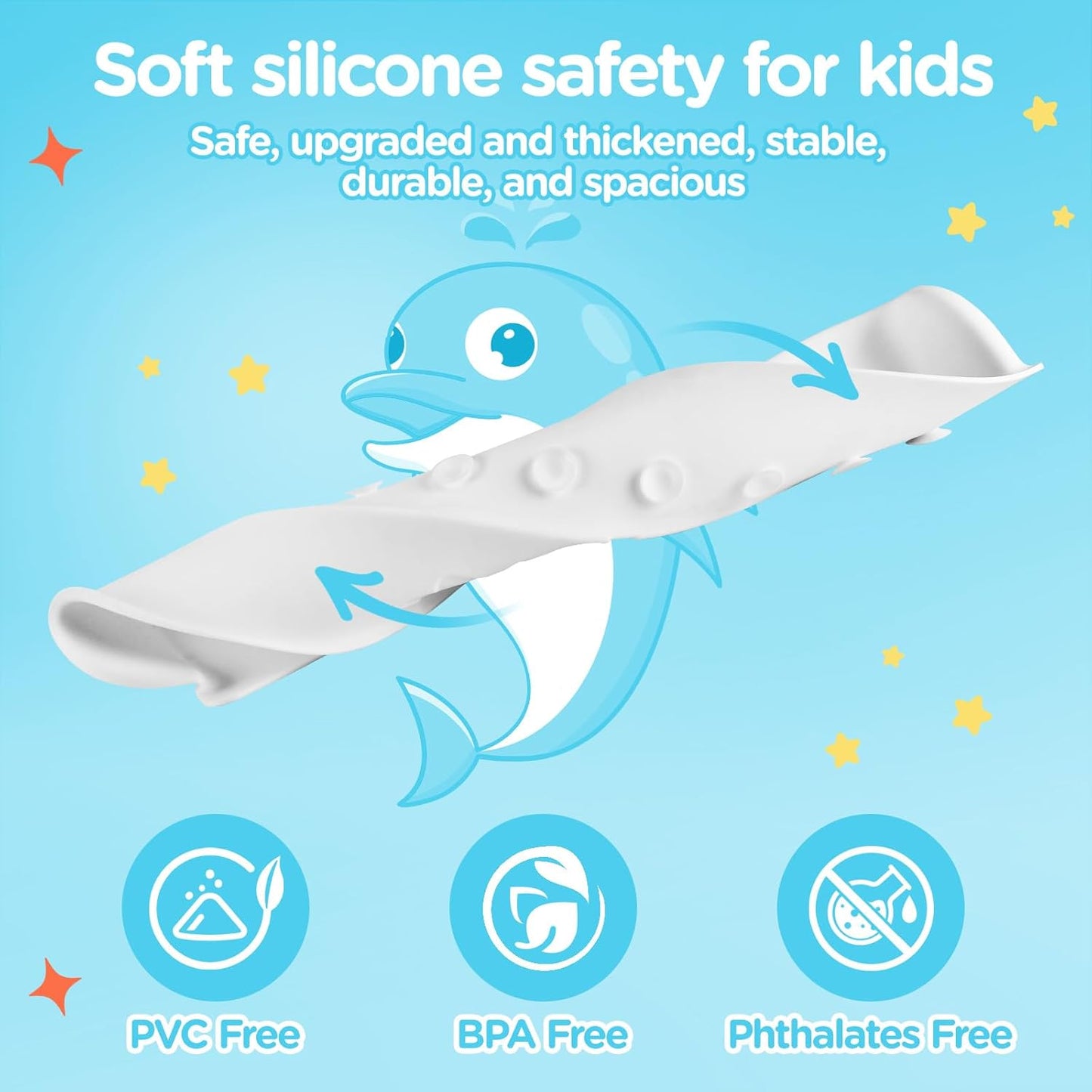 Nelebe Rhh 3FT Dolphin Pattern Bathtub Splash Guard Play Shelf for the Wide &Straight Bathtub Edge Toy Tray Caddy