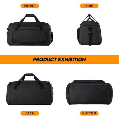 Uarition Gym Bag for Men - 55L Black Durable Large Duffle Bag for Travel, Workout, Fitness & Sport
