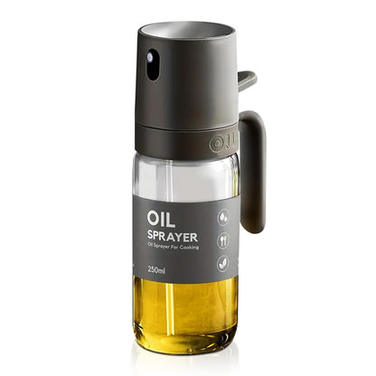 Oil Sprayer Kitchen Gadget for Cooking High Borosilicate Glass Oil Sprayer Mister, 250ml Olive Oil Spray Bottle for AirFryer, Salad, BBQ, Kitchen Baking, Roasting, Dark Gray