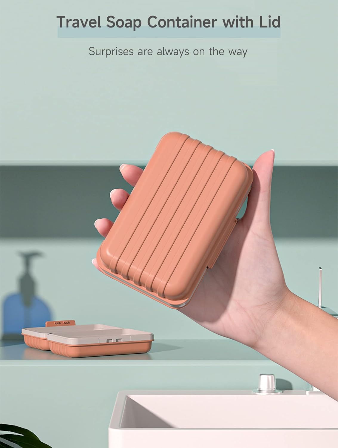 Doter Travel Soap Holder with Lid - Draining Soap Box for Shower -Compact Travel Soap Case Leak-Proof Design