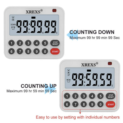 XREXS Digital Kitchen Timer Magnetic Countdown Up Cooking Loud Alarm and Mute Optional, Magnet and Stand, Large Display Classroom Timer for Teachers (2 Batteries Included) Upgraded Version