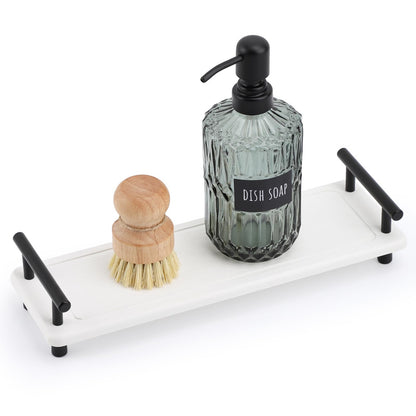 Segbeauty 12x4in Bathroom Tray, Absorbing Quick Dry Stone Drying Mat With Handle, Diatomaceous Sink Caddy Vanity Soap Organizer Holder, Kitchen Counter Bathroom Decor