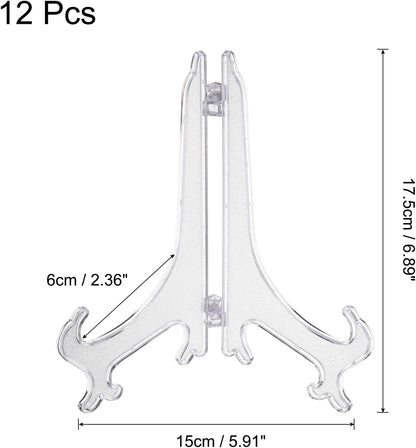 uxcell 12Pcs 7" Acrylic Plate Stands for Display, Easels for Card, Photo Frame, Desktop Transparent