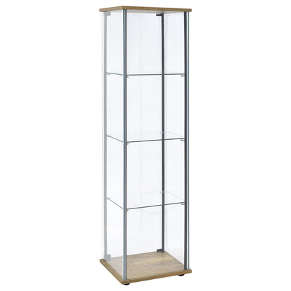 Coaster Home Furnishings - Bellatrix - Glass - 3-Shelf Curio Cabinet with Metal Frame, One Door, and Black Hardware - Living Room - 64-Inch - Mango - 950172MGO