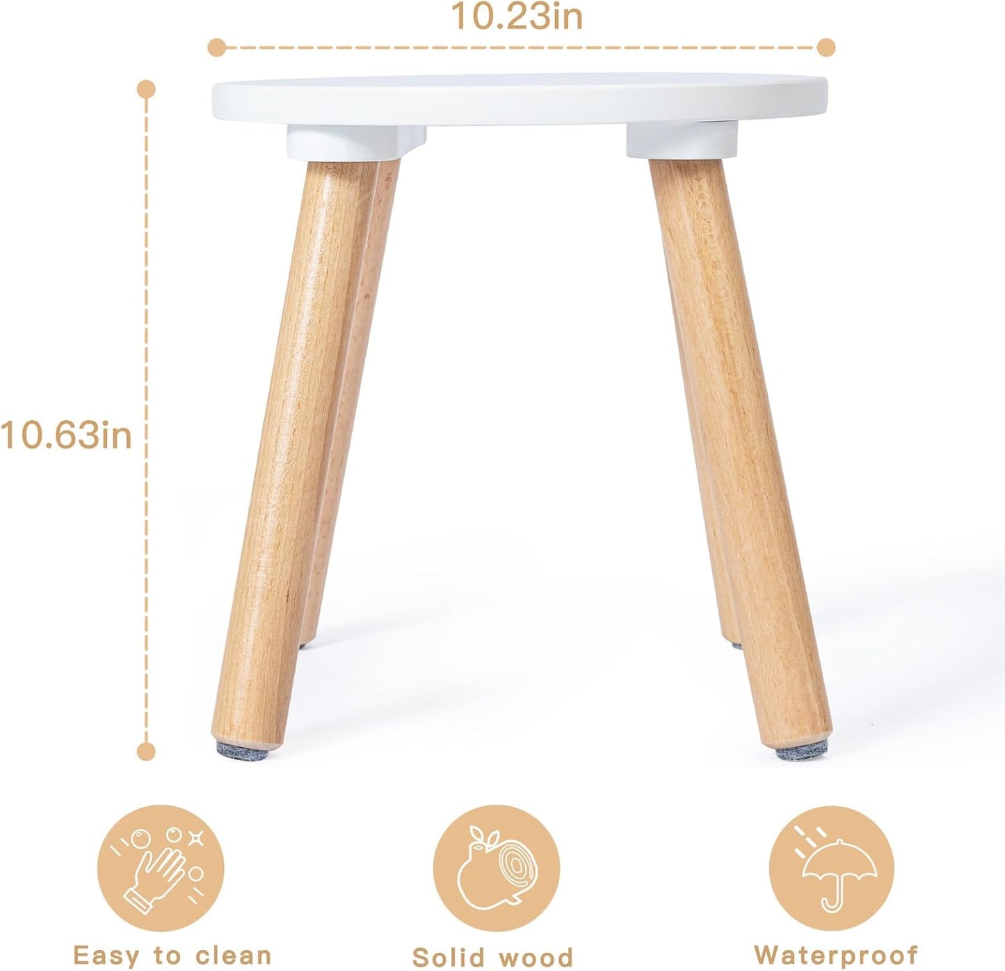 1 Pack 10 Frogprin Wooden Step Stool for Kids, Kids Chairs Perfect Matched Sensory Table, Multi-Purpose Sitting Stool
