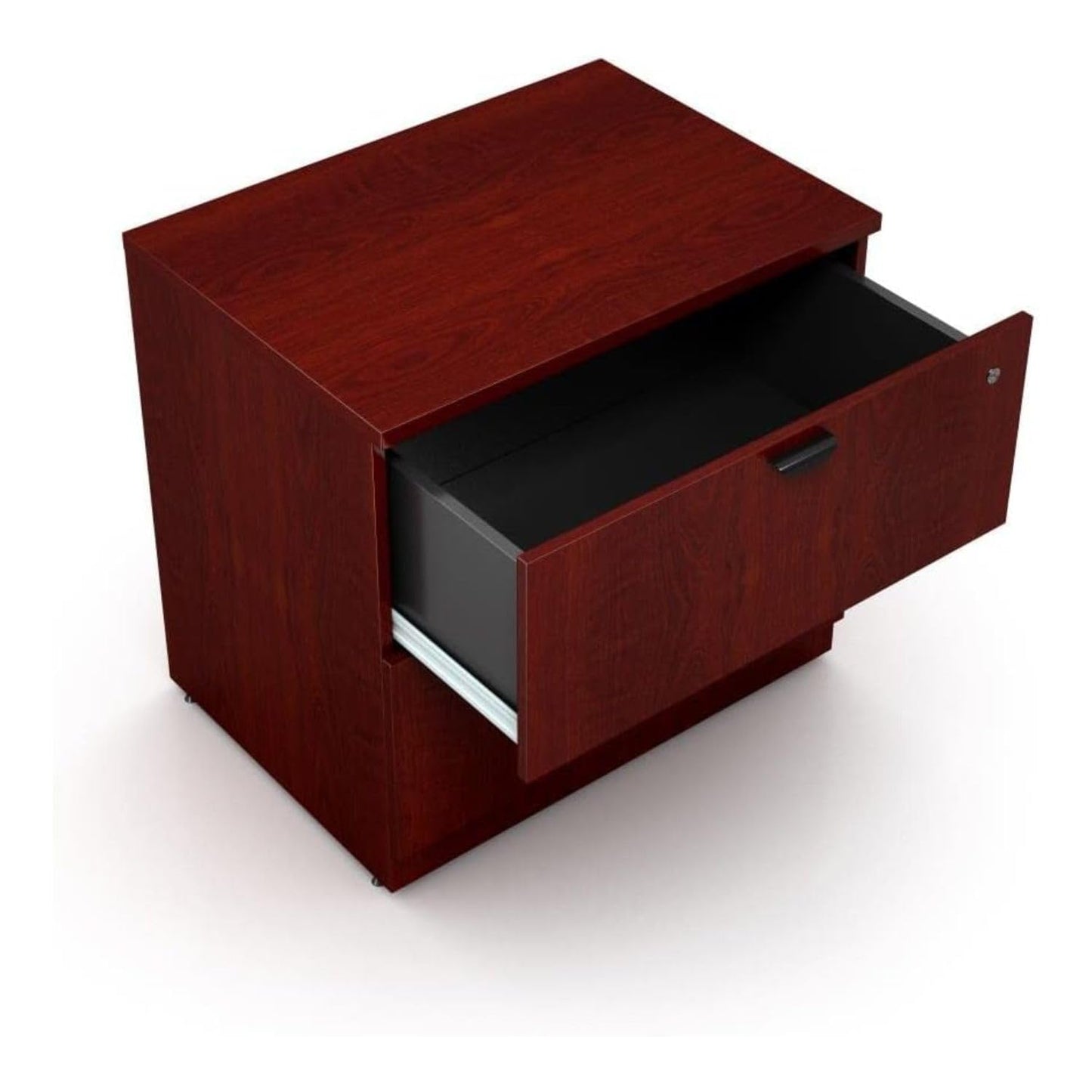 Oakestry Two Drawer Lateral File Cabinet Mahogany Wood Finish Durable Storage Organizer Metal Rails Lockable Filing Drawers Home Office Furniture Classic Executive Style Space Saving Document Solution