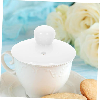 White Ceramic Teapot Lid Replacement, Polished Cover for Porcelain Teaware, Kitchen Accessory