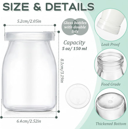 24 Pack 5 oz 48 Zubebe Christmas Glass Milk Bottles with Lids - Versatile Small Glass Jars for Holiday Party Favors