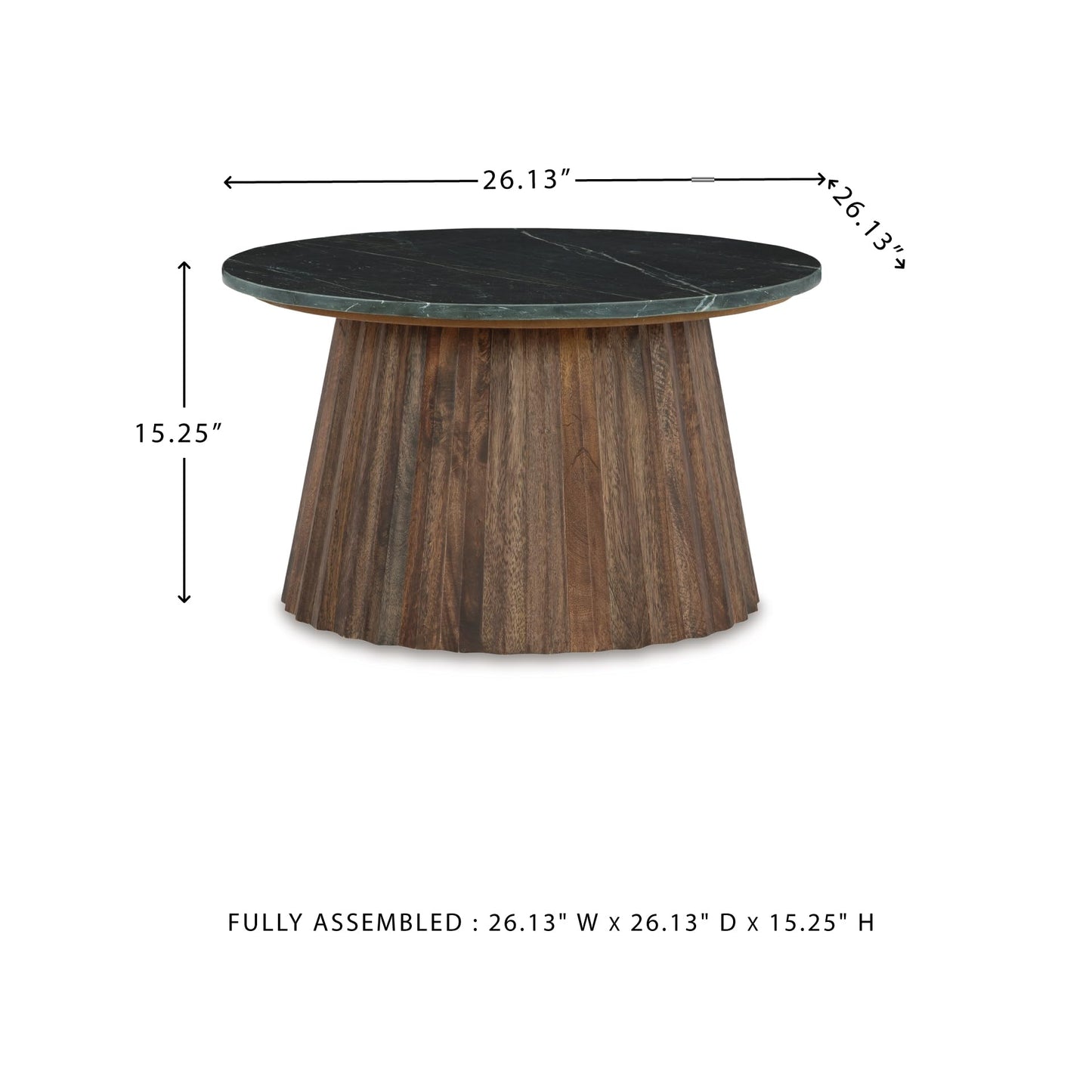 Signature Design by Ashley Ceilby Contemporary Marble Accent Cocktail Table, Black & Dark Brown