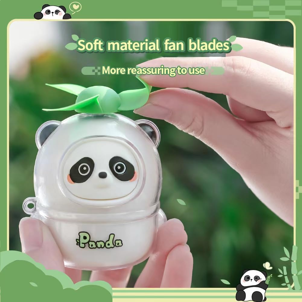 Rechargeable Mini Panda Fan, Cute Animal Tabletop Decoration, Small Desk Fan for Bedside Bookshelf Car Mounted