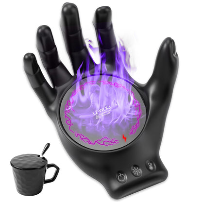 Devil's Hand Heating Mug Warmer & Mug Set - 3 Temp Settings & 8H Timer, Coffee Cup Warmer Plate for Desk Auto Shut Off, Ideal Beverage Warmer Gift for Coffee, Tea, Milk (Black)