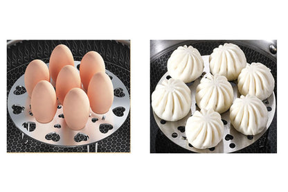 FAFEFC 1pcs 6inch Steaming Rack Stainless Steel Telescopic Steaming Tray Kitchen Household Thickened Steaming Egg Steamer Egg Rack Folding Steaming Compartment Waterproofing