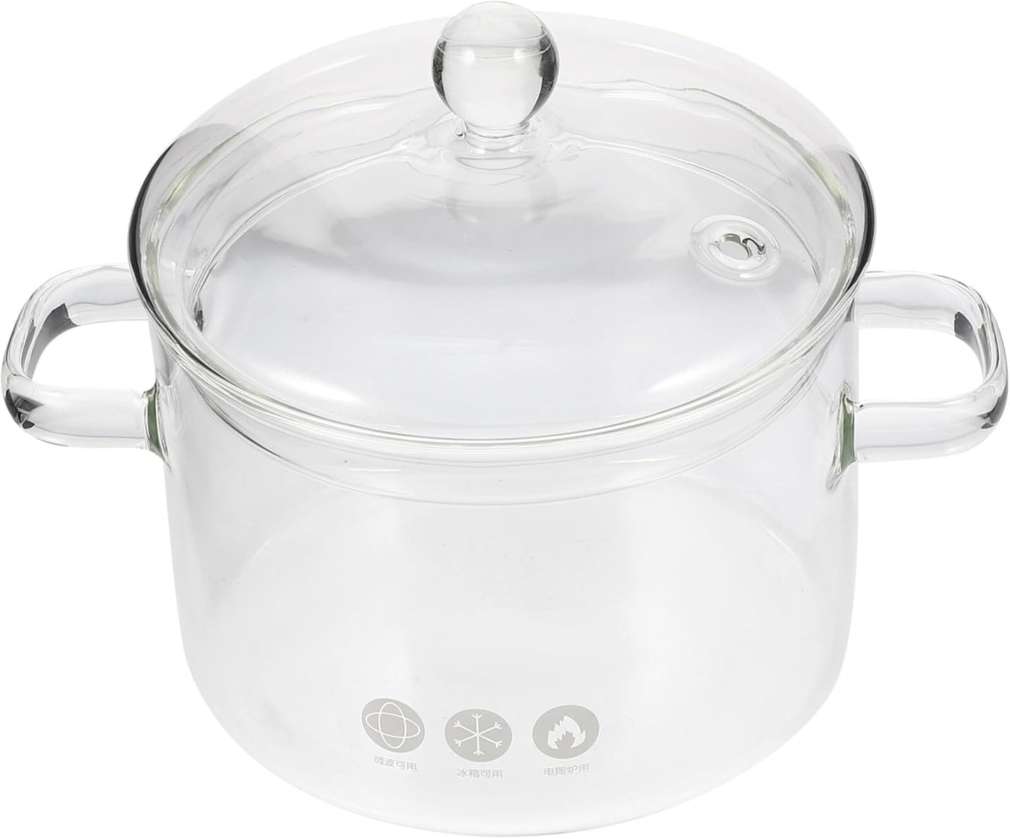 Clear Glass Saucepan with Cover and Handles, 1500ml Simmer Pot for Cooking Pasta, Noodle, Soup, Milk