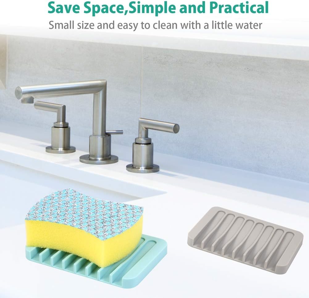 EOYCPM 3PCS Self Draining Soap Holder, Premium Silicone Soap Dish, Soap Saver for Shower, Bathroom, Kitchen, Bath Tub