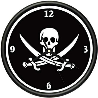 SignMission Jolly Roger Pirate Wall Clock, Skull Art