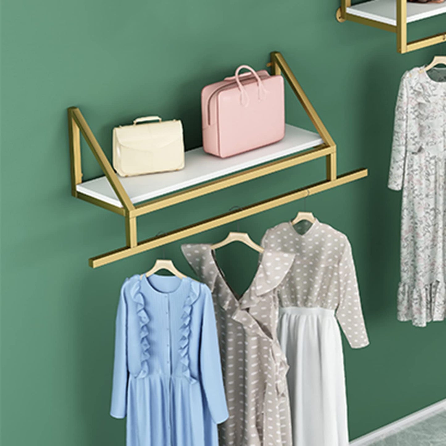 OGMOYT Gold Clothes Rack,Clothing Store,Retail Shelves,Commercial Wall Mount,Organizer,Storage Rack,Metal Shoe Rack,Clothes Rack,Clothes Hanging Hanger,A100Cm