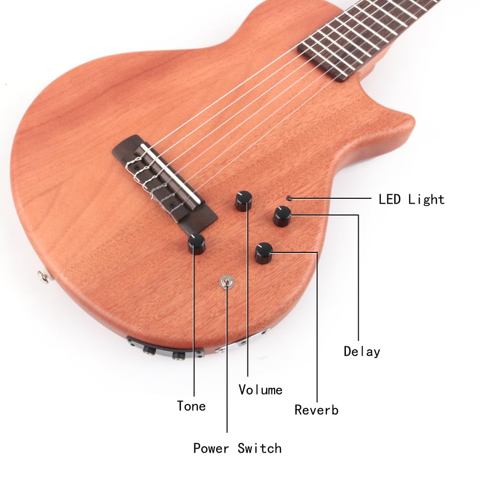 Fojill Electric Classical Guitar Classic Nylon String Travel Portable Silent Practice Guitars Mahogany Body Neck Rosewood Fretboard With Gig Bag