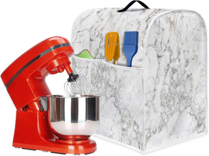 Stand Mixer Cover Compatible with Kitchen Aid Mixer, White Marble Print Dustproof Cover with Pockets for Tilt Head