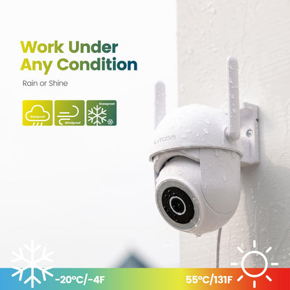 litokam 4MP Security Camera Outdoor, 2.5K Cameras for Home Security Outside with 360° PTZ, Color Night Vision, WiFi Cam with Siren, Auto Tracking & AI Motion Detection, 2-Way Talk (2 Pack)