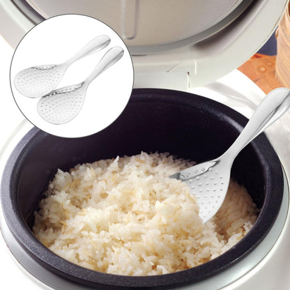 Kichvoe Stainless Steel Rice Spoon Set 2Pcs Rice Paddle Scooper for Cooking and Serving Kitchen Utensils Easy to Clean 8.07In Length