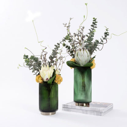 Faux Tree Nordic Light Luxury Simulation Flower Art Decoration Living Room Dining Table Negotiating Table Glass Bottle Flower Arrangement Decoration Faux Plants Indoor(B)