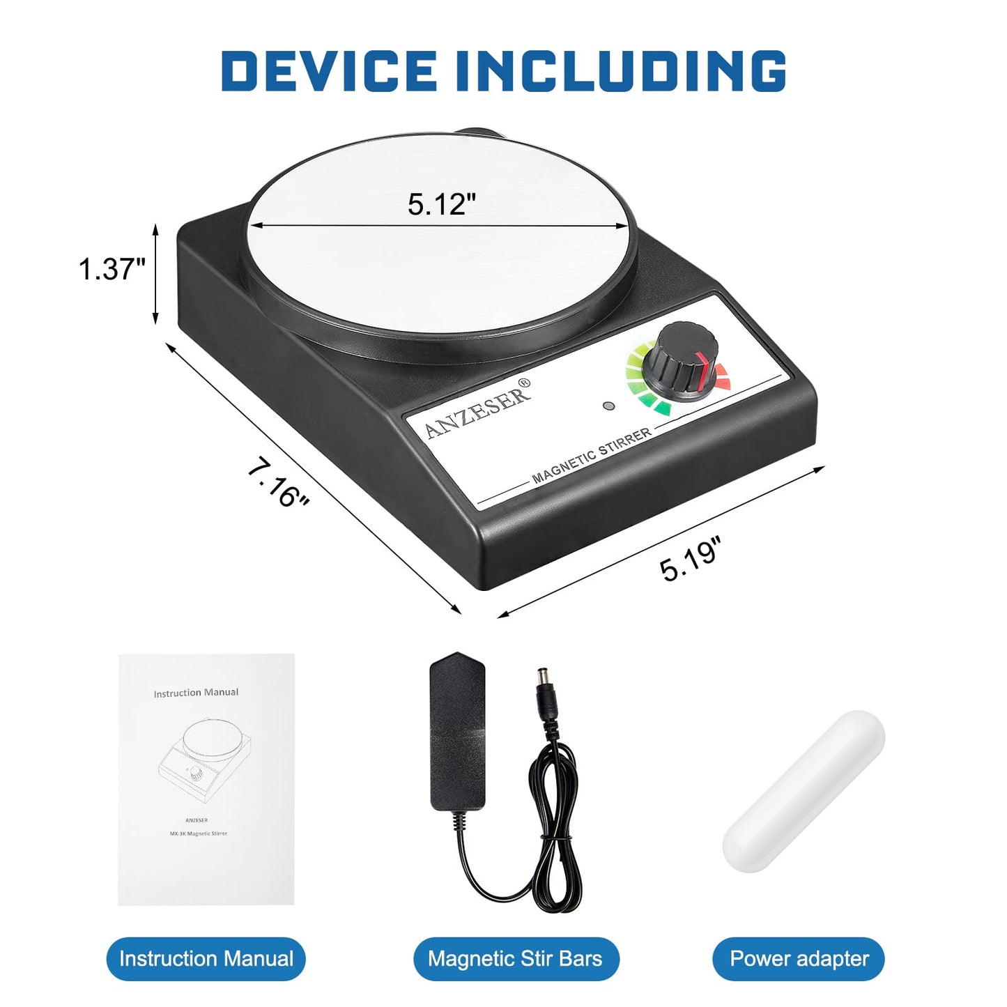 ANZESER Magnetic Stirrer Magnetic Stir Plate 3000RPM Lab Stirrers with Stir Bar Max Stirring Capacity 3000mL Magnetic Mixer (No Heating)
