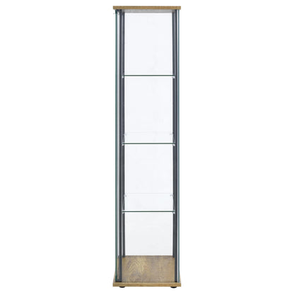 Coaster Home Furnishings - Bellatrix - Glass - 3-Shelf Curio Cabinet with Metal Frame, One Door, and Black Hardware - Living Room - 64-Inch - Mango - 950172MGO