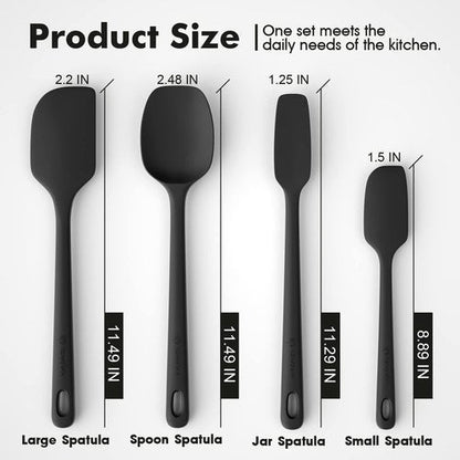 ChefAide Silicone Spatula Set - 4 Pieces, Heat Resistant Up to 600°F, Ergonomic Grip for Cooking & Baking