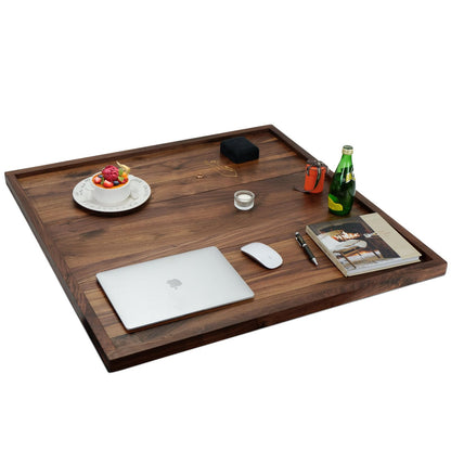 MAGIGO 34 x 34 Inches Extra Large Square Black Walnut Wood Ottoman Tray, Serve Tea, Coffee Classic 2.8 Feet Wooden Decorative Serving Tray