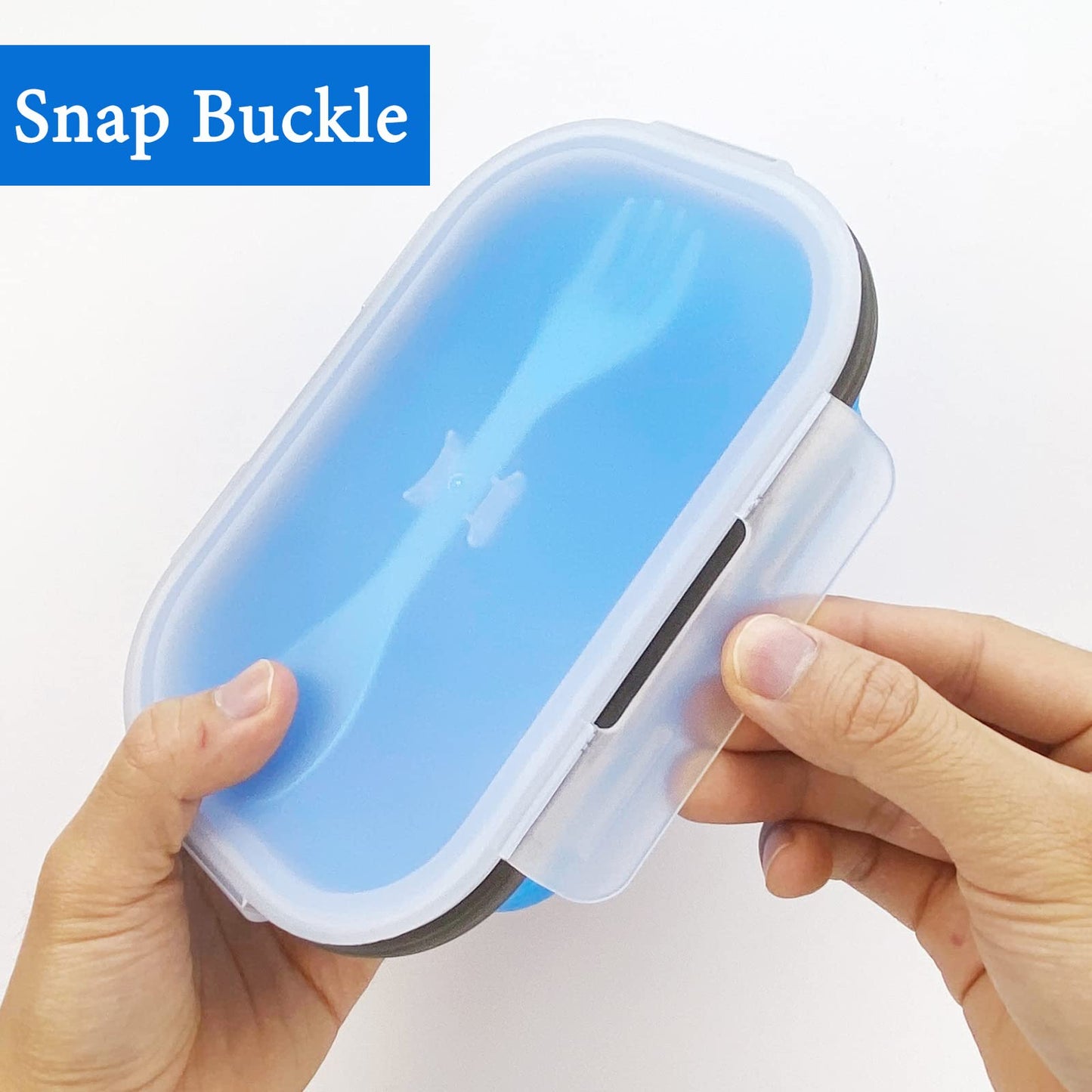 Lunbengo Collapsible Lunch Box Containers, Silicone Bento Box with Airtight Lid and 2 in1 Spoon & Fork, 1000ml Large Portion Reusable Silicone Food Storage Container, Microwave Dishwasher Safe