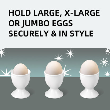 Cinf White Ceramic Egg Cups & Cracker Set | Set of 6 Ceramic Egg Cups + 6 SS Spoons + 1 Egg Topper Breakfast Boiled Cooking Easy to Clean Childhood Memories Kitchen