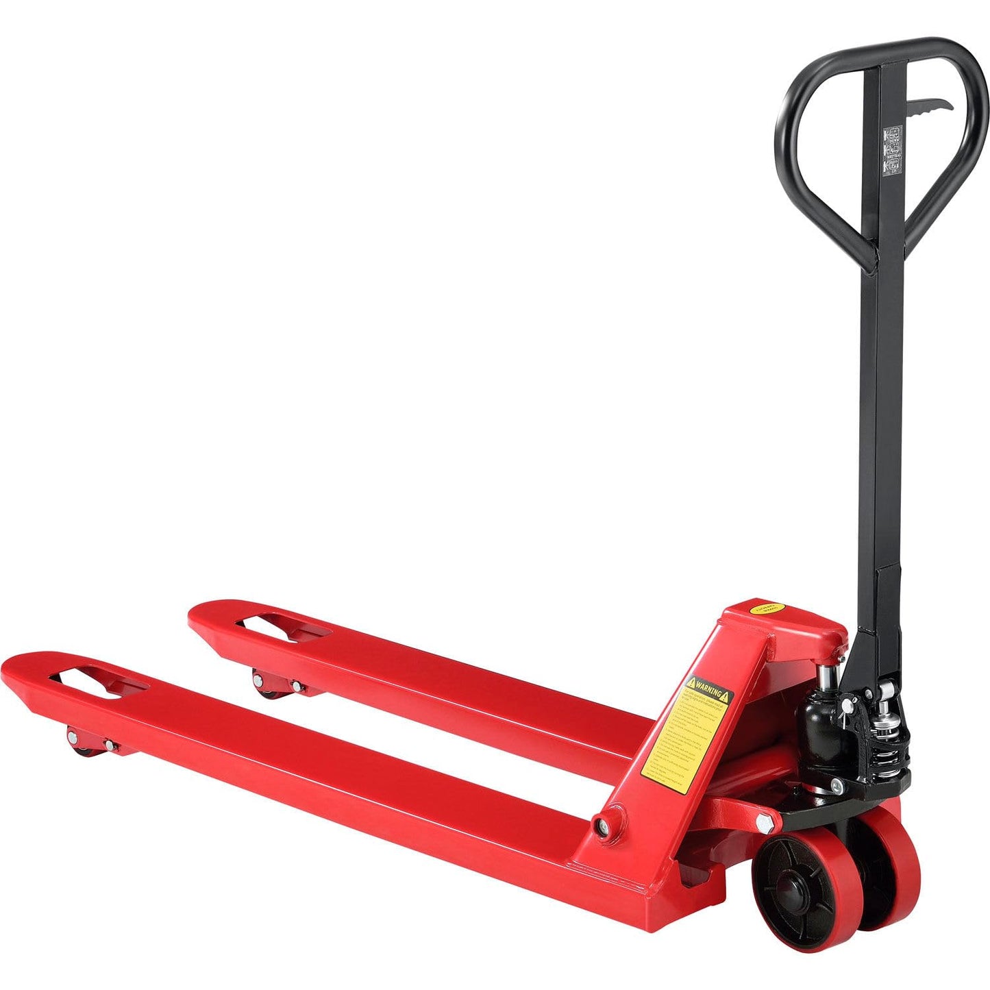Global Industrial Standard Duty Narrow Pallet Jack with 21" W x 48" L Forks, 5500 lb. Capacity, Manual Pallet Truck for Warehouse, Manufacturing and Retail, Red Powder Coat Finish
