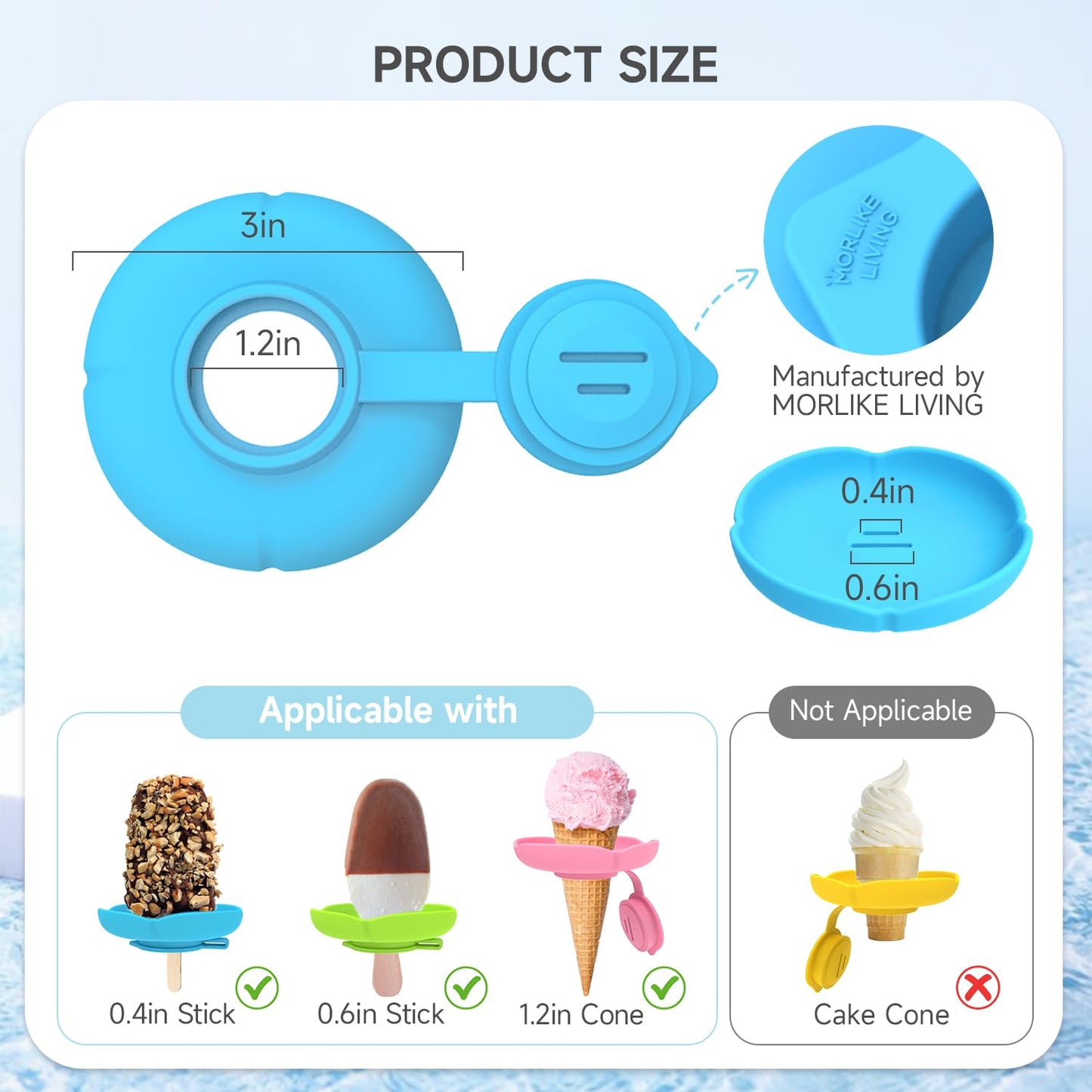 MORLIKE Silicone Popsicle Holders with Travel Case, Mess Free Ice Cream Cone Holders for Kids to Manage Melting Frozen Treats, Reusable & Dishwasher Safe Popsicle Drip Catcher for Party Home (4 Pack)