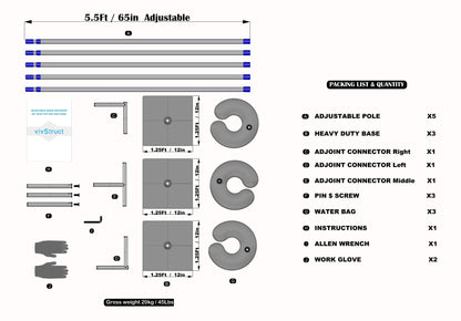 Backdrop Stand Kit Adjustable Heavy Duty Portable 10FT X 20FT Pipe and Drape Quick Set Up for Wedding&Party&Event&Photography&Show&Display (No Drape) ，But Not for Flower Walls/TVs/Heavy Items