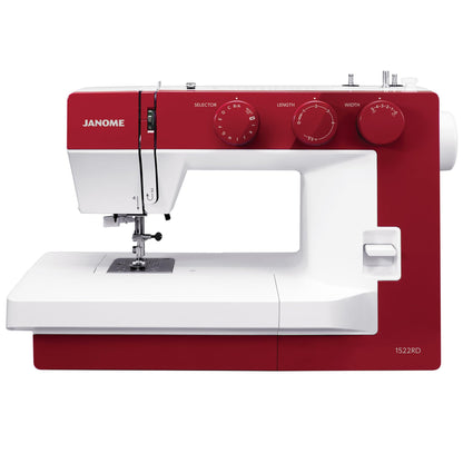 Janome 1522RD Mechanical Sewing Machine - Aesthetic Red Sewing Machine for Beginners, 22 Built in Stitches, 1 Step Buttonhole, Heavy Duty Metal Frame, Built in Needle Threader for Easy Use