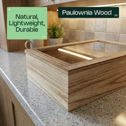 Cherim Counter Wooden Bread Box for Kitchen Keeps Bread Fresh Longer, Large Bread Storage Container with Acrylic Window