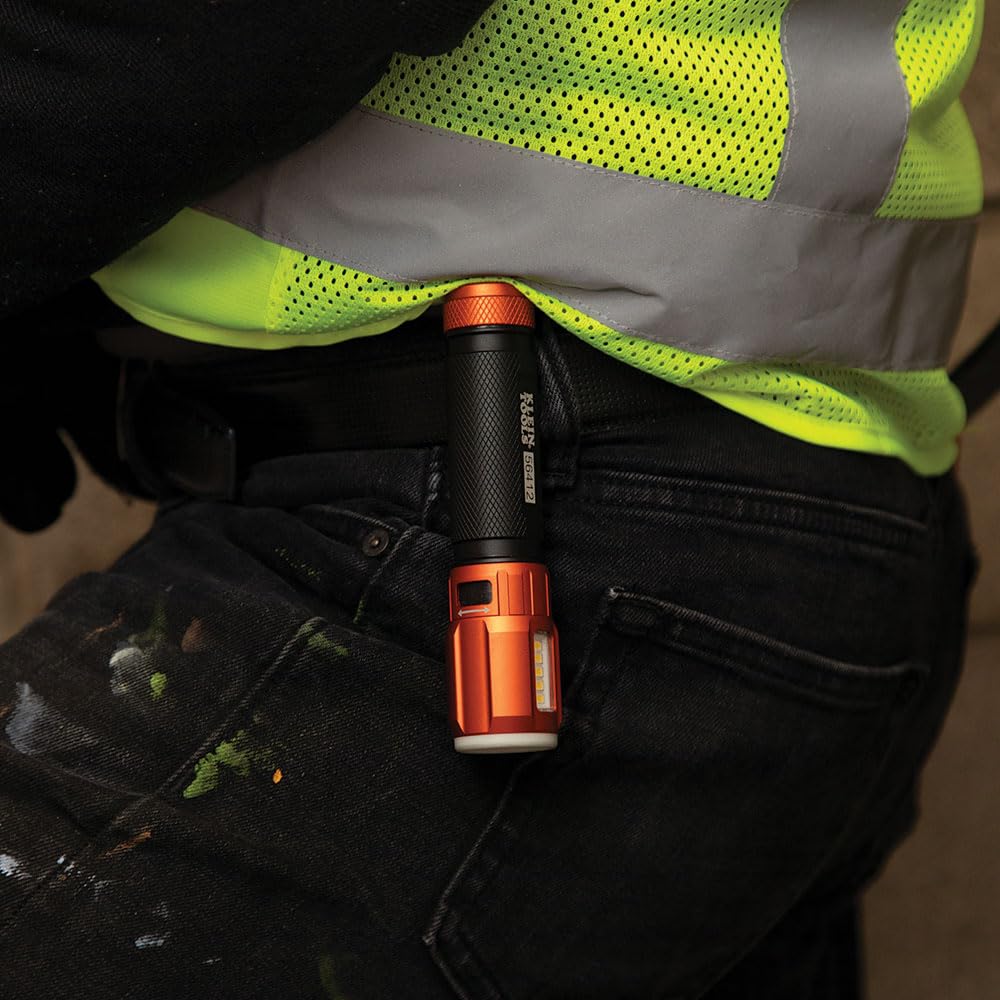 Klein Tools 56412 Rechargeable LED Flashlight with Flood Light, 500 lumens, USB-C Rechargeable, Pocket Clip, Magnet, for Professional Work