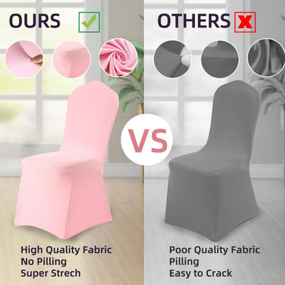 Yahpetes (1 Chair Cover Pink Polyester Spandex Banquet Chair Covers Slipcover Flat Front Stretch Spandex Chair Covers