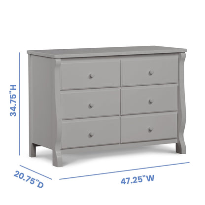 Delta Children Universal 6 Drawer Dresser with Interlocking Drawers - Greenguard Gold Certified, Grey