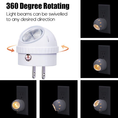 Emotionlite Plug-in Night Lights, Warm White LED Nightlight, 360° Rotation, Dusk to Dawn Sensor, Kids, Adult, Bedroom, Hallway, Bathroom,Kitchen, Stairways, Corridor, 6 Pack