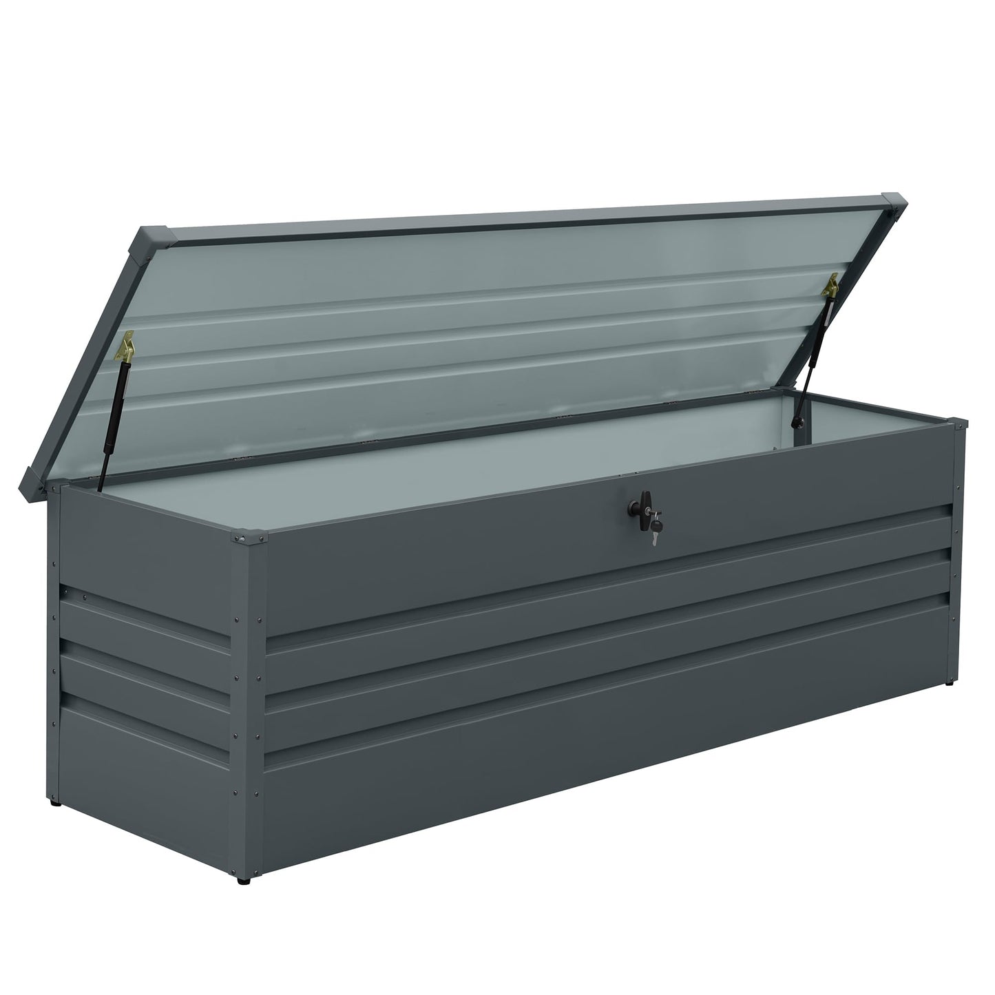 Zolyndo 260 Gallon Waterproof Metal Deck Box, Extra Large Outdoor Storage Box with Hydraulic Lid for Outside Patio, Cushions, Garden Tools, Pool Supplies (Black)