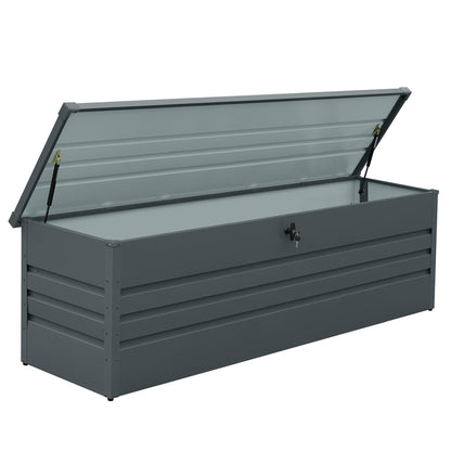 Zolyndo 260 Gallon Waterproof Metal Deck Box, Extra Large Outdoor Storage Box with Hydraulic Lid for Outside Patio, Cushions, Garden Tools, Pool Supplies (Black)