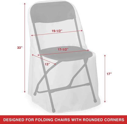 Lann's Linens 10 pcs White Polyester Folding Chair Covers for Wedding, Party, Banquet